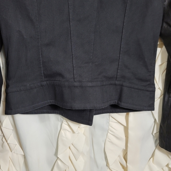 Mackage Andra Moto Jacket in Black Denim with Lamb Leather Sleeves Small - Picture 11 of 12